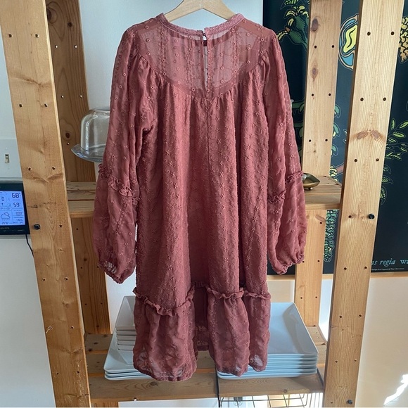 Zara Girls Dusty Pink Eyelet Embroidered Cottagecore Dress - Picture 4 of 14